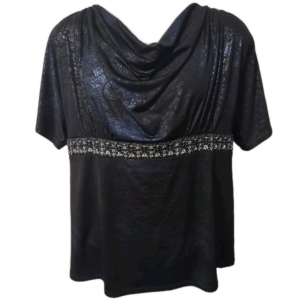 Fashion Bug Blouse Womens Size 1X Lightweight Top Shirt Embroidered Beaded Lined